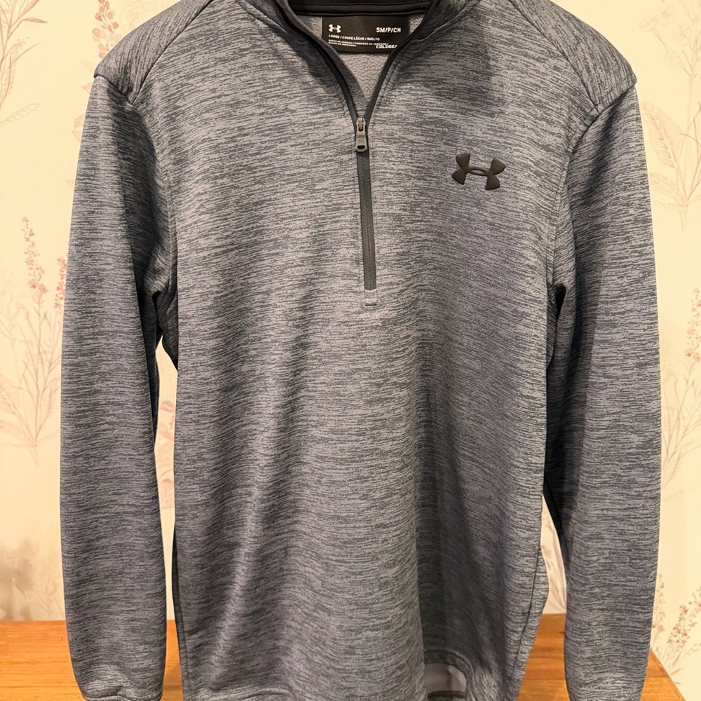 Under Armour Cold Gear Loose Fit Gray Heathered 1/4 Zip Pullover Mens Size S